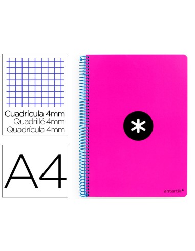 CUADERNO ESP.A4 ANTARTIK T.DURA 80H 100GR 4MM MARGEN ROSA FLUOR