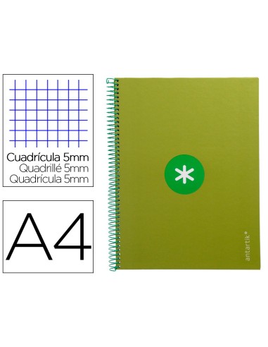 CUADERNO ESP.A4 MICRO ANTARTIK T.FORRADA 80H 90GR.5MM 1B.4 TAL.VE.