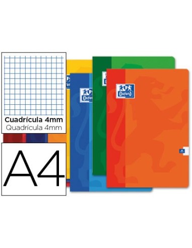 CUADERNO ENCOLADO OXFORD A4 4MM 48H. 90GR. COL. SURT.