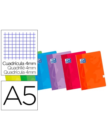 CUADERNO ENCOLADO OXFORD A5 T.CARTON 4MM 48H. 90GR. COL.SURT.