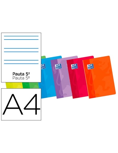 CUADERNO ENCOLADO OXFORD A4 PAUTA 2.5MM 48H. 90GR. COL.SURT.