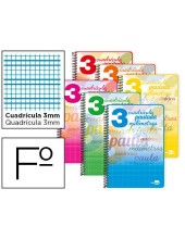 CUADERNO ESP. LIDERPAPEL FL. T.CARTON PAUTA 3MM 80H. 70GR. COL.SURT.