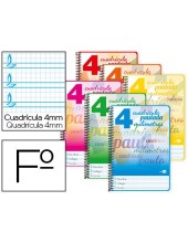 CUADERNO ESP. LIDERPAPEL FL. T.CARTON PAUTA 4MM 80H. 70GR. COL.SURT.