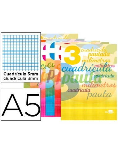 CUADERNO GRAP. LIDERPAPEL A5 T.CARTON PAUTAGUIA 3MM 32H. 70GR. SURT.