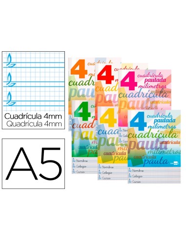 CUADERNO GRAP. LIDERPAPEL A5 T.CARTON PAUTAGUIA 4MM 32H. 70GR. SURT.