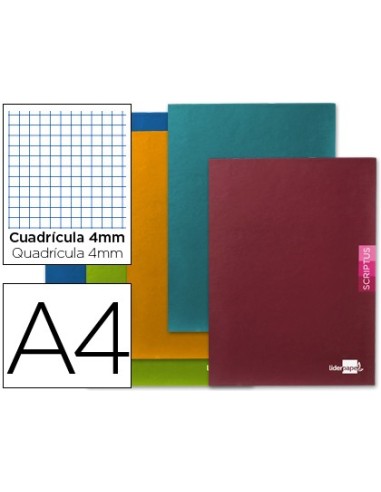 CUADERNO ENCOLADO SCRIPTUS A4 T.CARTON 4MM 48H. 90GR. COL.SURT.