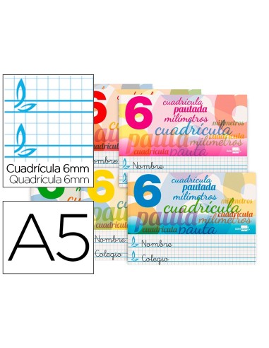 CUADERNO GRAP. LIDERPAPEL A5 T.CARTON PAUTAGUIA 6MM 32H. 70GR. SURT.