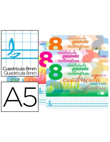 CUADERNO GRAP. LIDERPAPEL A5 T.CARTON PAUTAGUIA 8MM 32H. 70GR. SURT.