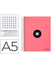 CUADERNO ESP. ANTARTIK A5 T.FORRADA 5MM 5B 6T.120H.100GR. CORAL