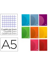 CUADERNO LIDERPA 360 T.DE PLAST.A5 48H. 90G/M2 5MM DOBLE MARGEN SURT.