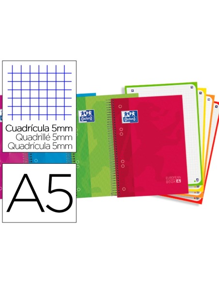 CUADERNO ESP. OXFORD A5 T.EXTRA 5MM 170H. 90GR. COL. SURT. CUADERNO ESP. OXFORD A5 T.EXTRA 5MM 170H. 90GR. COL. SURT.