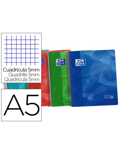 CUADERNO ESP. OXFORD OPTIK A5 T.PLASTICO MICRO 5MM 120H 90GR. AZ.