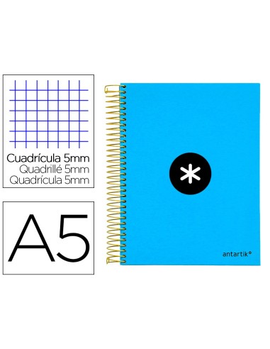 CUADERNO ESP. ANTARTIK A5 T.FORRADA MICRO 5MM 5B 6T.120H.100GR.AZ. FL