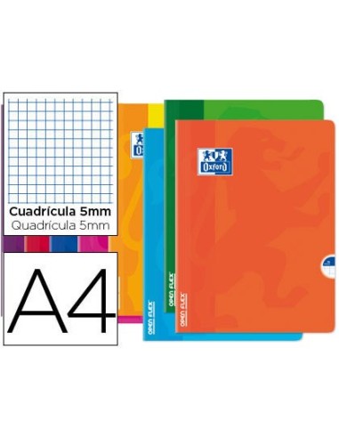 CUADERNO GRAP. OXFORD SCHOOL A4 T.FLEXIBLE 5MM 48H. 90GR. COL. SURT.