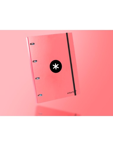 CARPETA RECAMBIO ANTARTIK A4 5MM FORRADA 4 ANILLAS 25MM CORAL