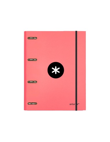 CARPETA RECAMBIO ANTARTIK A4 5MM FORRADA 4 ANILLAS 25MM CORAL
