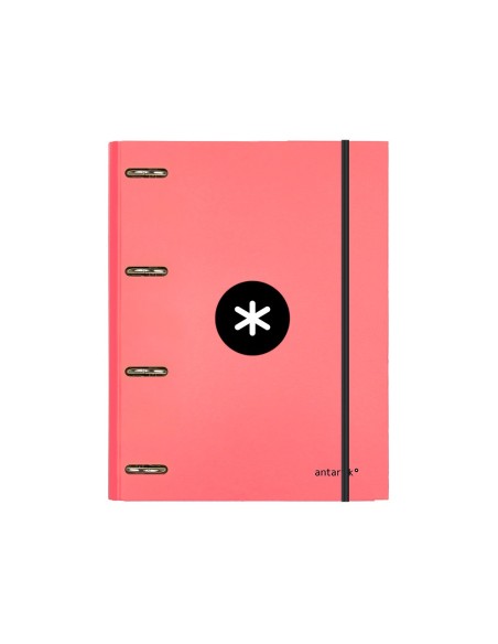 CARPETA RECAMBIO ANTARTIK A4 5MM FORRADA 4 ANILLAS 25MM CORAL