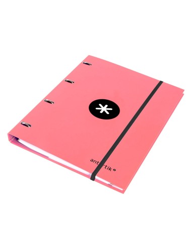CARPETA RECAMBIO ANTARTIK A4 5MM FORRADA 4 ANILLAS 25MM CORAL
