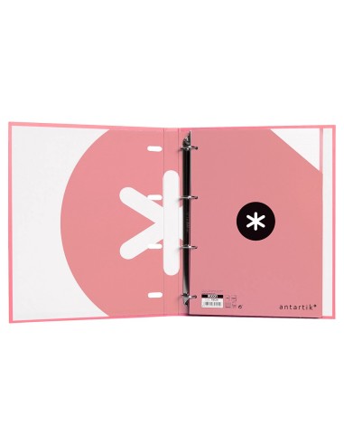 CARPETA RECAMBIO ANTARTIK A4 5MM FORRADA 4 ANILLAS 25MM CORAL