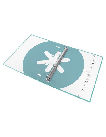 CARPETA RECAMBIO ANTARTIK A4 5MM FORRADA 4 ANILLAS 25MM MENTA