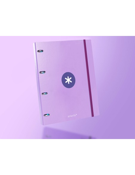 CARPETA RECAMBIO ANTARTIK A4 5MM FORRADA 4 ANILLAS 25MM LAVANDA