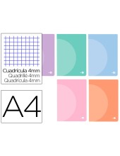 CUADERNO  360 T.DE PLAST.A4 48H. 90G/M2 4MM MARGEN PASTEL SURT.