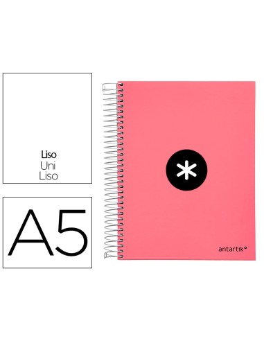 CUADERNO ESP. ANTARTIK A5 T.FORRADA MICRO LISO 6T. 120H 100GR. CORAL