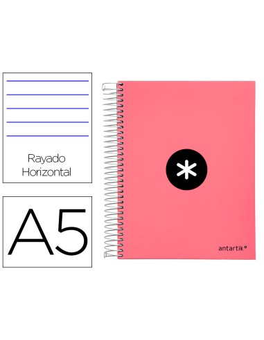 CUADERNO ESP. ANTARTIK A5 T.FORRADA MICRO HOR. 5B 6T.120H.100GR.CORAL