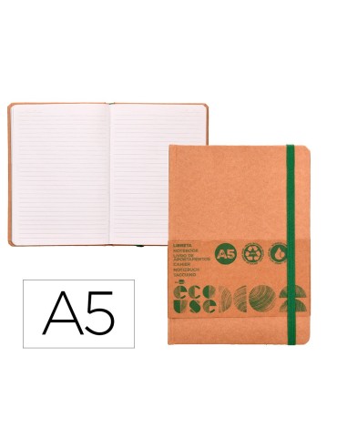 CUADERNO  ECOUSE 100% RECICLADA A5 96H. 70G/M2 HOR.GOMILLA MARCA PG.