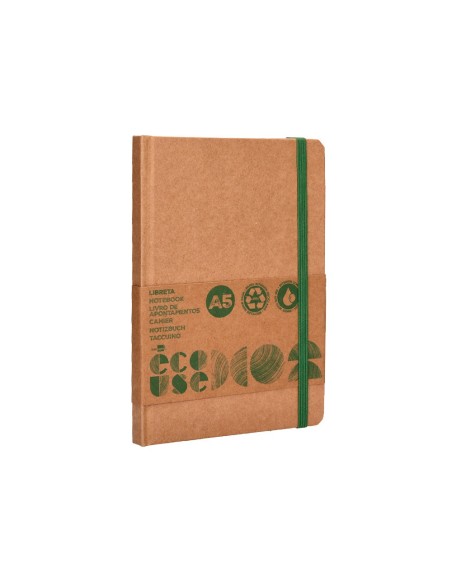 CUADERNO  ECOUSE 100% RECICLADA A5 96H. 70G/M2 HOR.GOMILLA MARCA PG.