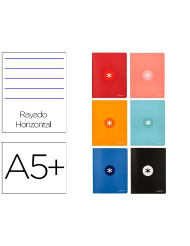 CUADERNO ANTARTIK A5+ PLUS COSIDA 48H. 90G/M2 RAYA HOR.MARGEN 6 SURT.