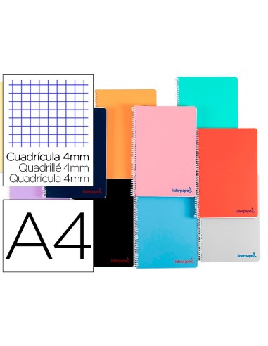 CUADERNO ESP. WONDER A4 T.PLASTICO 4MM 80H. 90GR. SURT. *33290