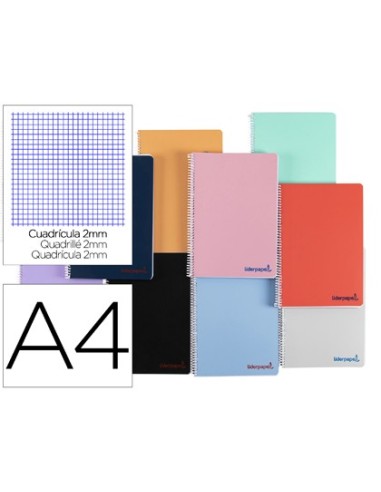 CUADERNO ESP. WONDER A4 T.PLASTICO MILIMETRADO 80H 90GR. COL.SURT.