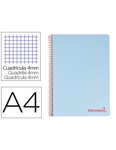 CUADERNO ESP. WONDER A4 T.PLASTICO 4MM 80H 90GR. AZ. *74927