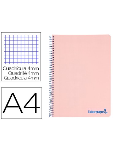 CUADERNO ESP. WONDER A4 T.PLASTICO 4MM 80H 90GR. ROSA *74928