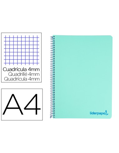 CUADERNO ESP. WONDER A4 T.PLASTICO 4MM 80H 90GR. VE. *74929