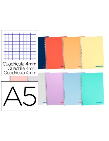 CUADERNO ESP. WONDER A5 T.PLASTICO 4MM 80H. 90GR. COL.SURT.