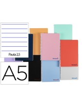 CUADERNO ESP. WONDER A5 T.PLASTICO PAUTA 2,5MM 120H 90GR. SURT.