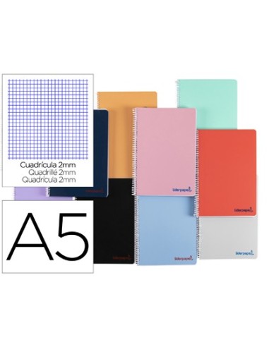 CUADERNO ESP. WONDER A5 T.PLASTICO MILIMETRADO 2,5MM 120H 90GR. SURT.