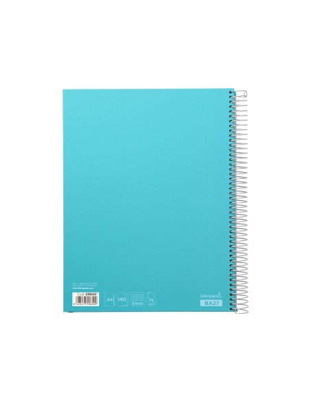 CUADERNO ESP. JOLLY A4 T.FORRADA 5MM 5B 4T.140H.75GR. CEL.