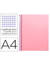 CUADERNO ESP. JOLLY A4 T.FORRADA MICRO 5MM 5B 4T.140H 75GR. ROSA