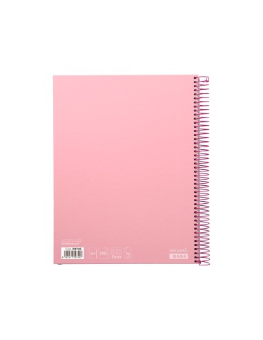 CUADERNO ESP. JOLLY A4 T.FORRADA MICRO 5MM 5B 4T.140H 75GR. ROSA