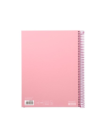CUADERNO ESP. JOLLY A4 T.FORRADA MICRO 5MM 5B 4T.140H 75GR. ROSA