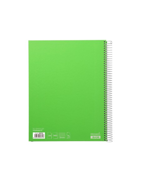 CUADERNO ESP. JOLLY A4 T.FORRADA MICRO 5MM 5B 4T.140H 75GR.VE.