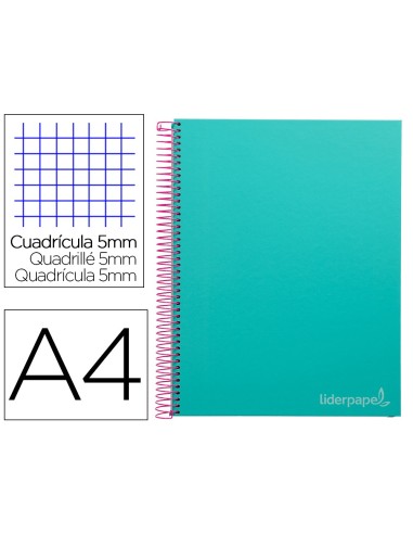 CUADERNO ESP. JOLLY A4 T.FORRADA MICRO 5MM 5B 4T.140H 75GR. TURQ.