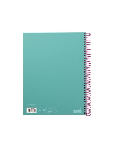 CUADERNO ESP. JOLLY A4 T.FORRADA MICRO 5MM 5B 4T.140H 75GR. TURQ.