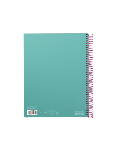 CUADERNO ESP. JOLLY A4 T.FORRADA MICRO 5MM 5B 4T.140H 75GR. TURQ.