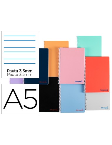 CUADERNO ESP. WONDER A5 T.PLASTICO PAUTA 3.5MM 80H. 90G. SURT.