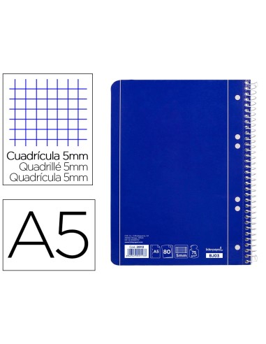 CUADERNO ESP. LIDERPAPEL A5 T.BLANDA MICRO 5MM 6T. 80H. 70GR. AZ.