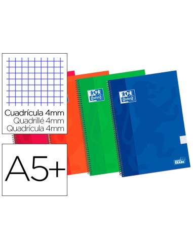 CUADERNO ESP. OXFORD A5 T.EXTRA 4MM 80H 90GR. COL. SURT.